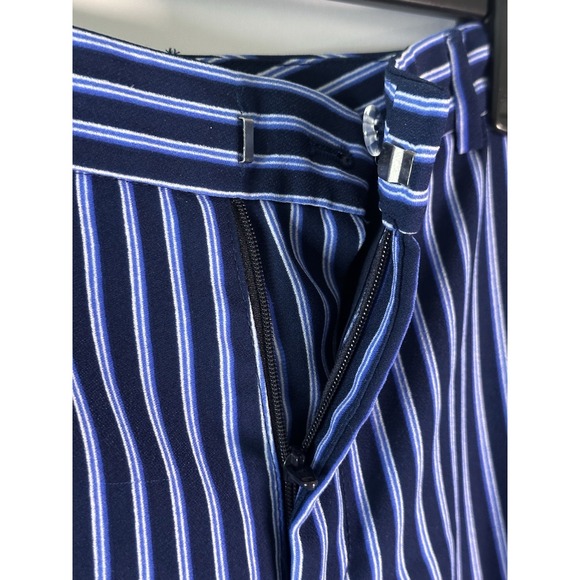 Banana Republic Ryan Fit Striped Dress Pants Straight Navy Blue White Size 10 - Picture 2 of 8